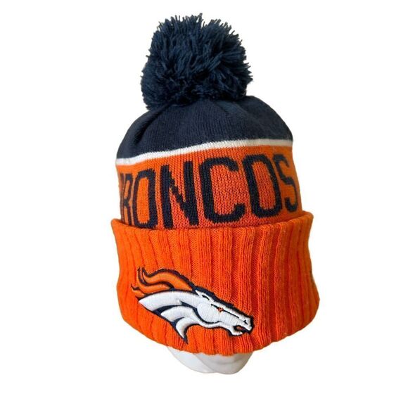 Denver Broncos New Era Orange Marl Cuffed Knit Hat with Pom - Picture 1 of 6